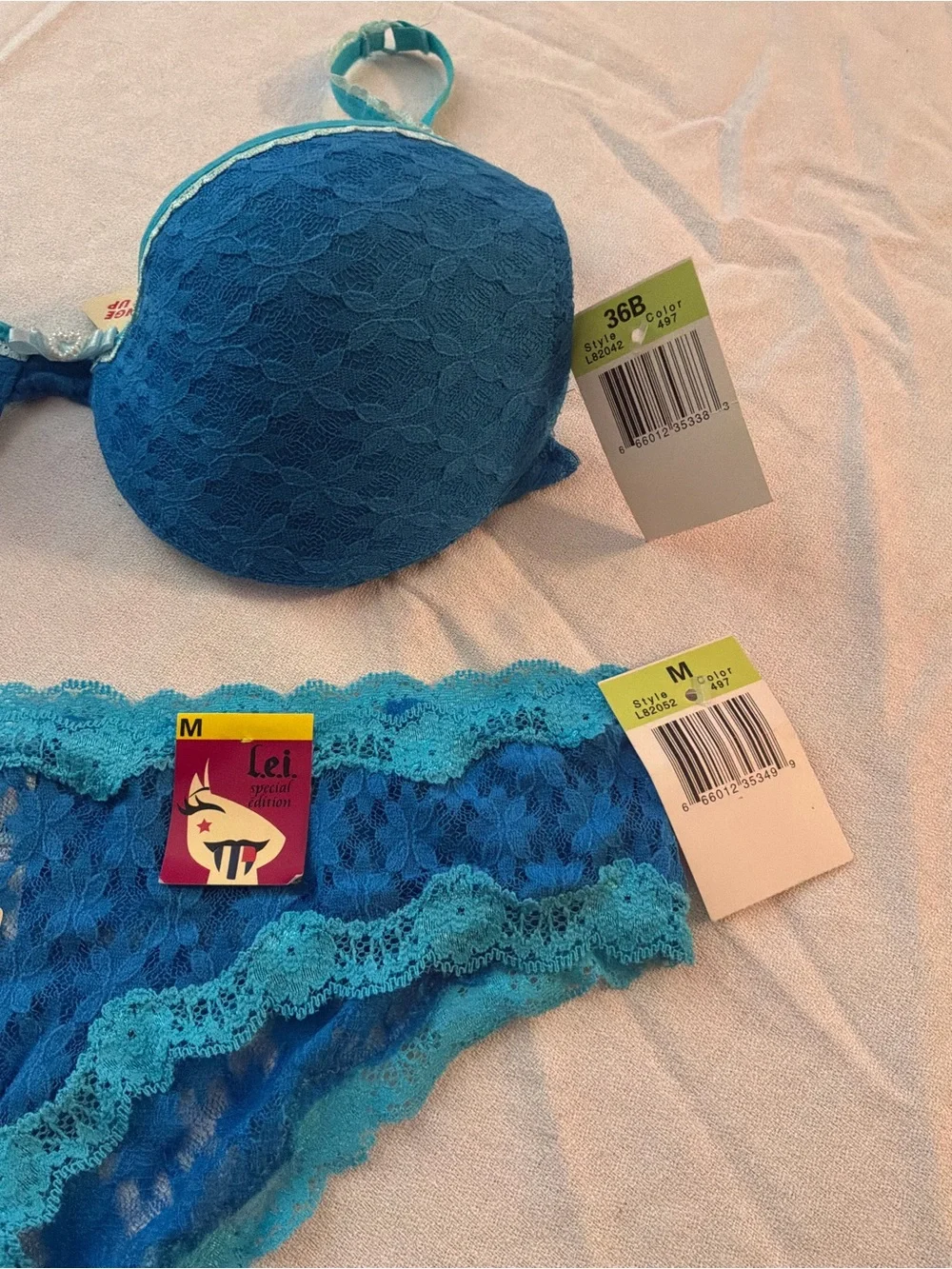 ******* lei Teal Lace Bra and Matching Panty Set *******